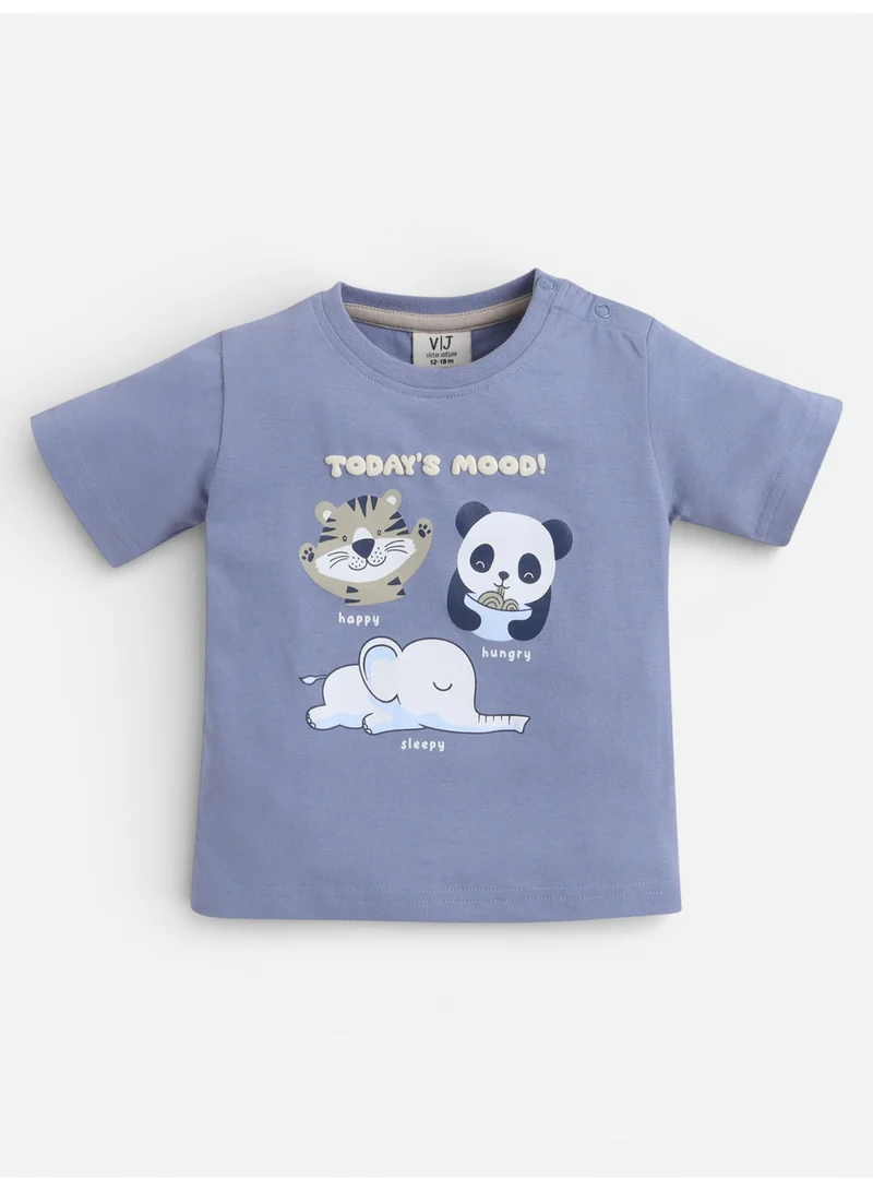 Victor And Jane  Boys' 2pcs Cute Animal Print Round Neck T-Shirt and Shorts Set for Men | Best Price UAE